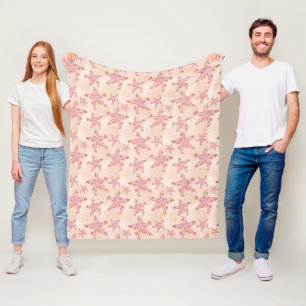 Couverture Polaire Étoiles de mer et corail rose motif pastel