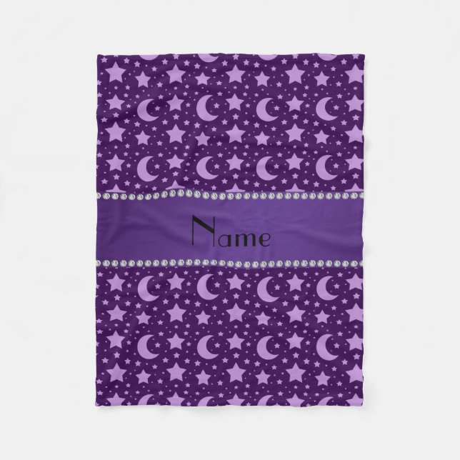 Couverture Polaire Étoiles et lunes nommées personnalisées de pourpre (Devant)