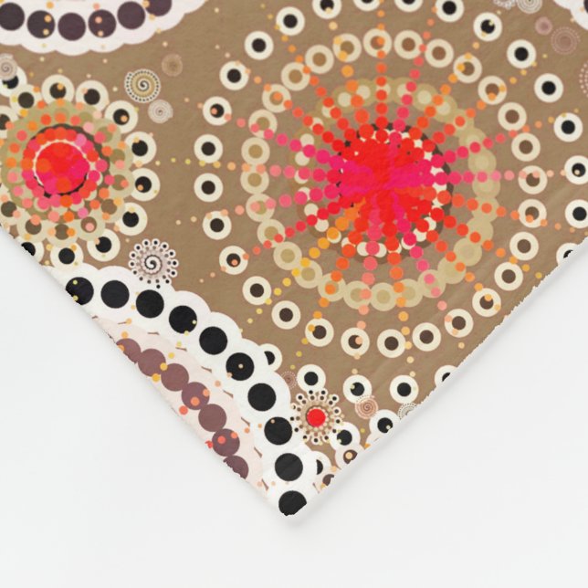 Couverture Polaire Étoiles et moulinets, taupe, rouge, blanc (Coin)