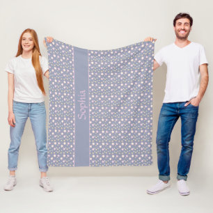 Couverture Polaire Étoiles motif rose gris