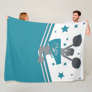 Couverture Polaire Étoiles turquoises d'argent blanc Cheer Filles de