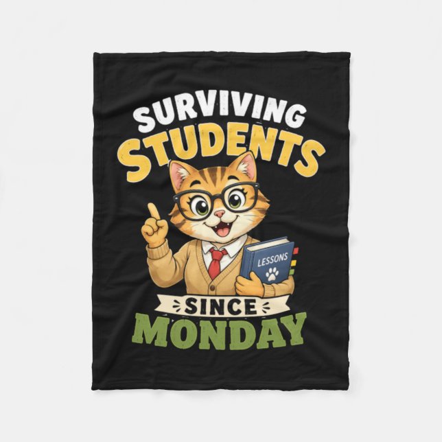 Couverture Polaire Étudiants survivants depuis lundi Prof de chat drô (Devant)