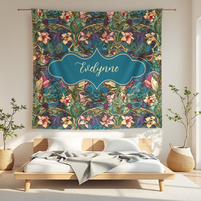 Couverture Polaire Evelynne Art Nouveau Bijou tonal floral (detail)