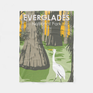 Couverture Polaire Everglades Parc National Floride Egret Vintage