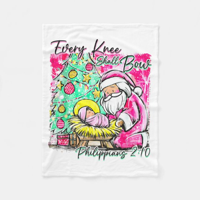 Couverture Polaire Every Knee Shall Bow Santa Christmas Nativity Scen (Devant)