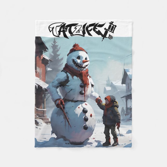 Couverture Polaire Evil Snowman et Little Buddy Fleece Blanche (Devant)
