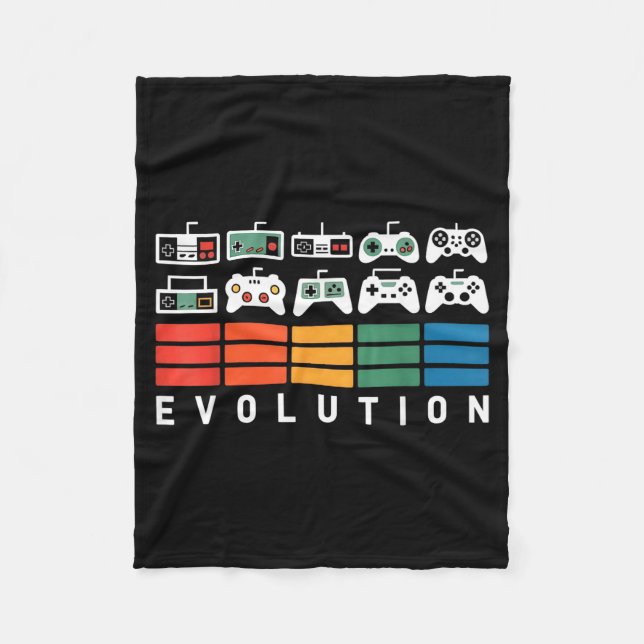 Couverture Polaire Évolution de la manette de jeu vidéo 80s 90s Retro (Devant)