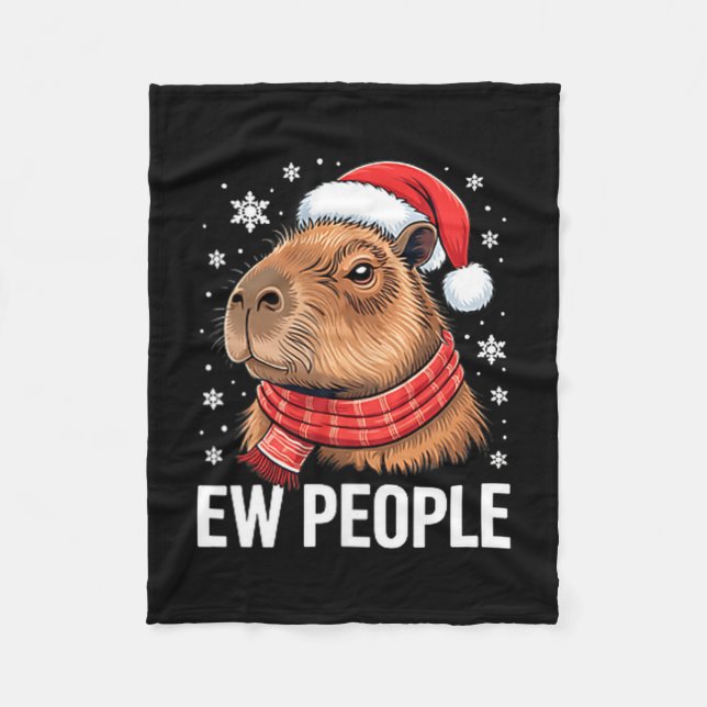 Couverture Polaire Ew People Capybara Christmas Funny Introvert Holid (Devant)