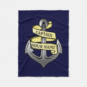 Couverture Polaire Expédier Capitaine Votre nom Ancre personnalisable