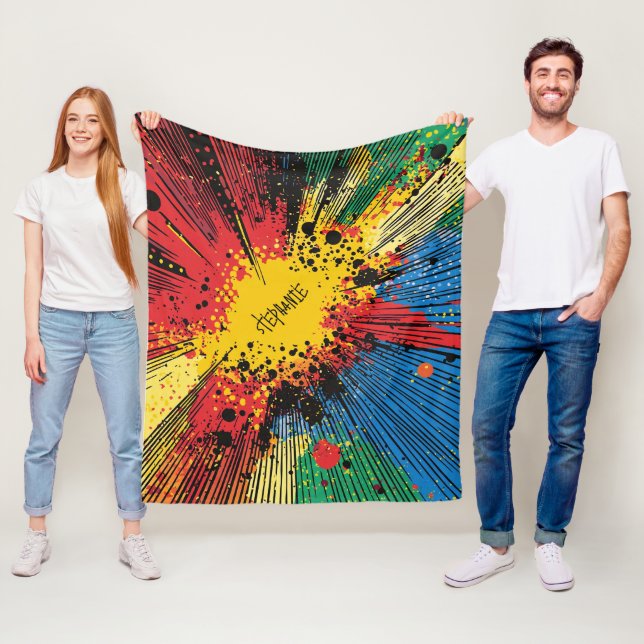 Couverture Polaire Explosion d'art pop de style comique (10) (En situation)