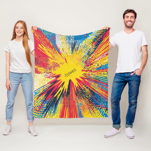 Couverture Polaire Explosion d'art pop de style comique (3) (En situation)