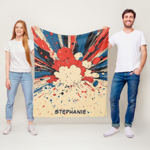 Couverture Polaire Explosion d'art pop de style comique (4)