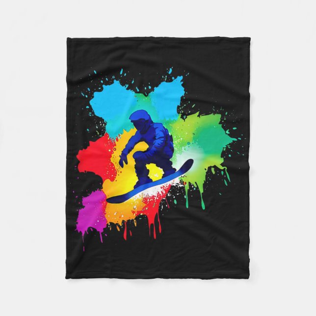 Couverture Polaire Explosion de couleur de snowboard (Devant)