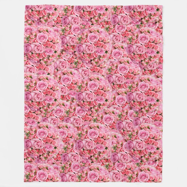Couverture Polaire Explosion de fleurs de bouquet rose (Devant)