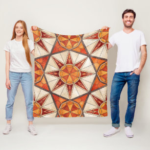 Couverture Polaire Explosion d'étoiles rouge et orange - Mosaïque géo