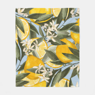 Couverture Polaire Exquis motif aux fruits jaunes bergamot, cit