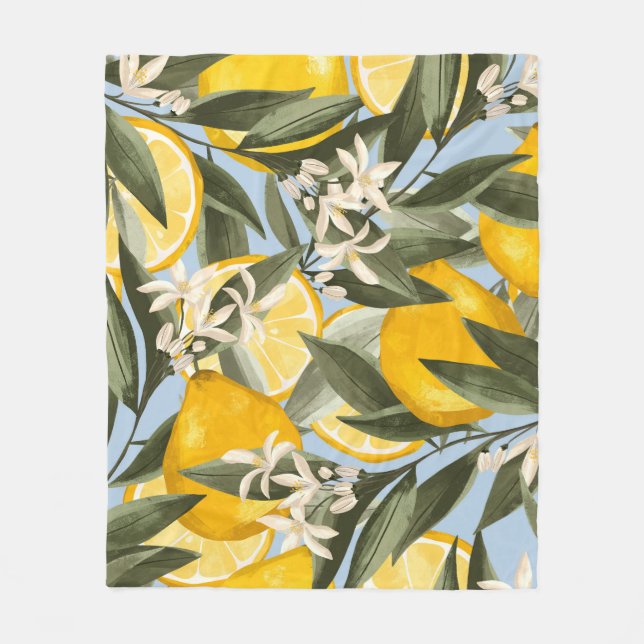 Couverture Polaire Exquis motif aux fruits jaunes bergamot, cit (Devant)