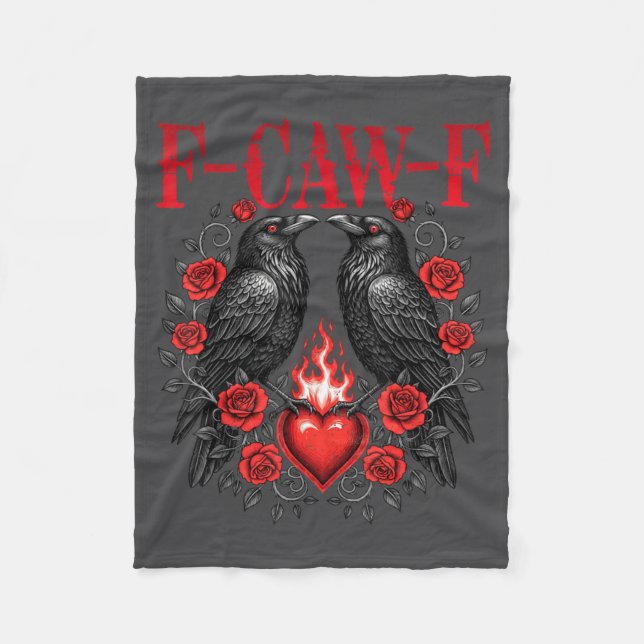 Couverture Polaire F-caw-f Black Crow Black Bird Roses Heart Funny Va (Devant)