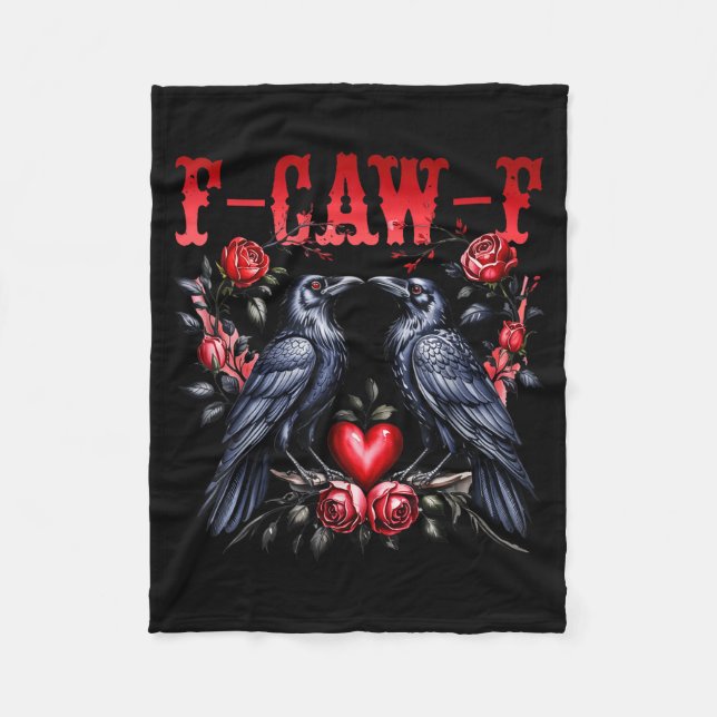 Couverture Polaire F-caw-f Black Crow Black Bird Roses Heart Funny Va (Devant)