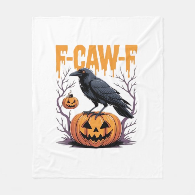 Couverture Polaire F-Caw-F Classique Halloween Corbeau Citrouille Tee (Devant)
