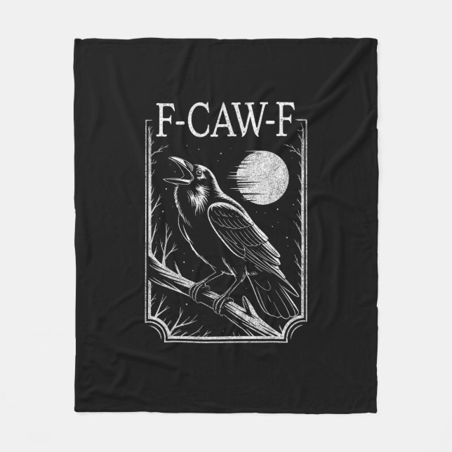 Couverture Polaire F-Caw-F Corbeau Minimal – Oiseau Gothique Rétro Dr (Devant)