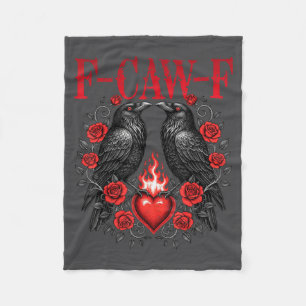 Couverture Polaire F-caw-f Corbeau Noir Oiseau Noir Roses Cœur Drôle