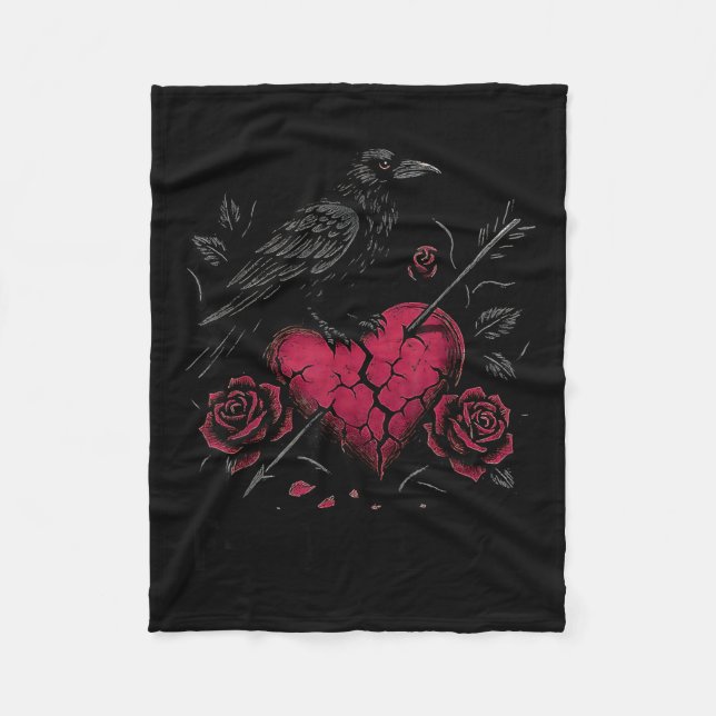 Couverture Polaire F Caw F Crow Anti Valentine's Day Dark Gothic Brok (Devant)
