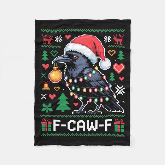 Couverture Polaire F-caw-f Funny Black Bird Humor Christmas Ugly Swea (Devant)