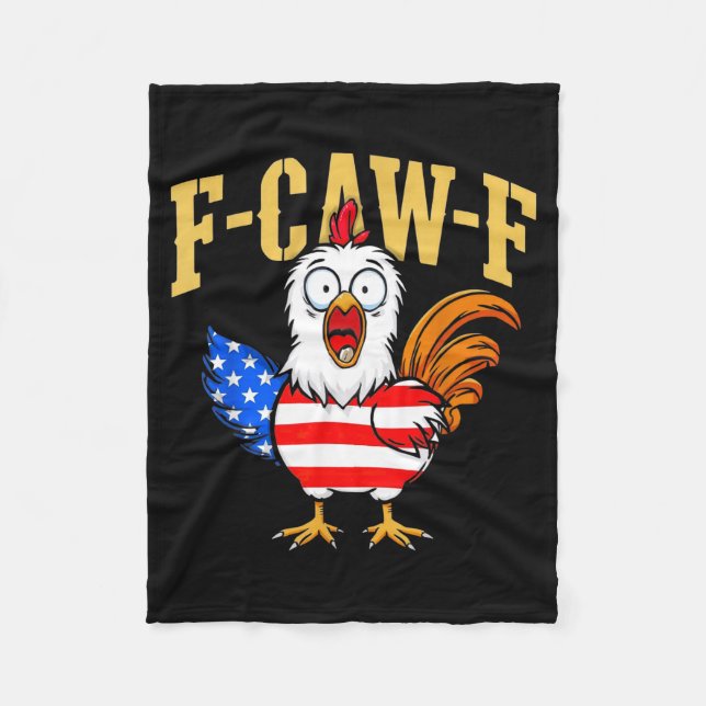 Couverture Polaire F-caw-f Funny Chicken Humor Usa Flag Quote Rooster (Devant)