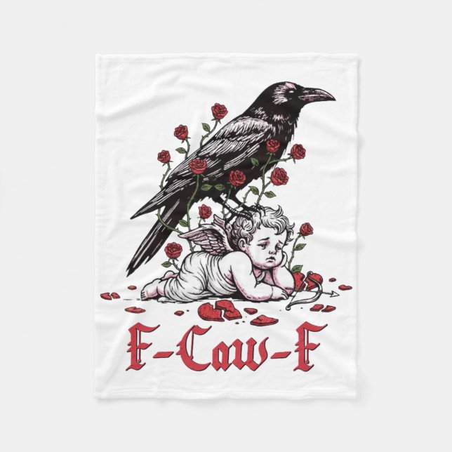 Couverture Polaire F-caw-f Funny Floral Black Bird Cupid Anti Valenti (Devant)