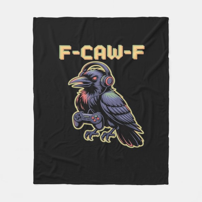 Couverture Polaire F-Caw-F Gaming Raven avec casque - Stream Edgy (Devant)