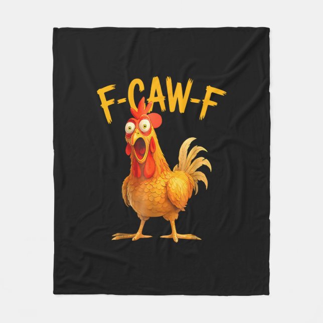 Couverture Polaire F-Caw-F Pun Funny Chicken Rooster Cawing Grunge (Devant)