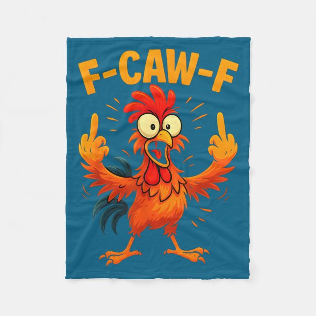 Couverture Polaire F Caw F Rooster Funny Sarcastic Chicken Middle Fin (Devant)