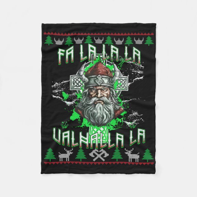 Couverture Polaire Fa La 8 Valhalla Santa Hat Viking Crâne Noël (Devant)