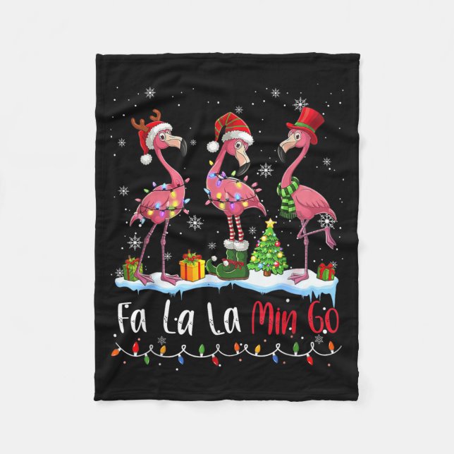 Couverture Polaire Fa La La La Mingo Flamingo Christmas Lover  (Devant)