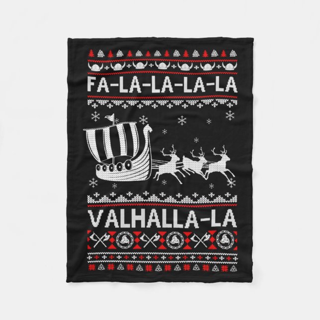 Couverture Polaire Fa La La Valhalla Viking Ship Christmas Xmas Ugly  (Devant)
