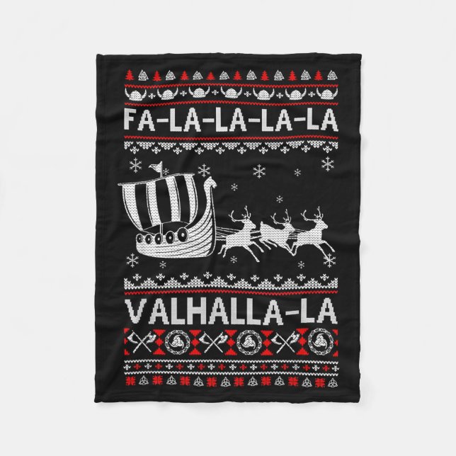 Couverture Polaire Fa La La Valhalla Viking Ship Christmas Xmas Ugly  (Devant)