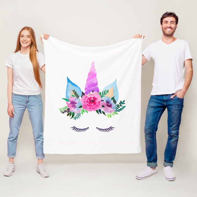 Couverture Polaire Face de licorne magique mignonne (En situation)