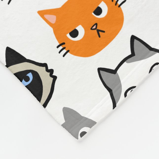 Couverture Polaire Faces de chat | Chats mignons, amusants et ennuyeu (Coin)