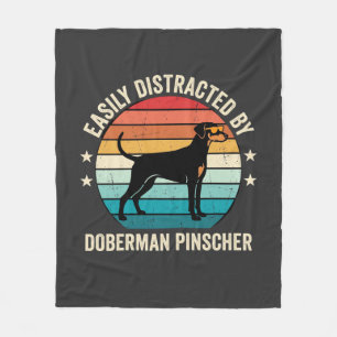 Couverture Polaire Facilement distrait par Doberman Pinscher Retro Su