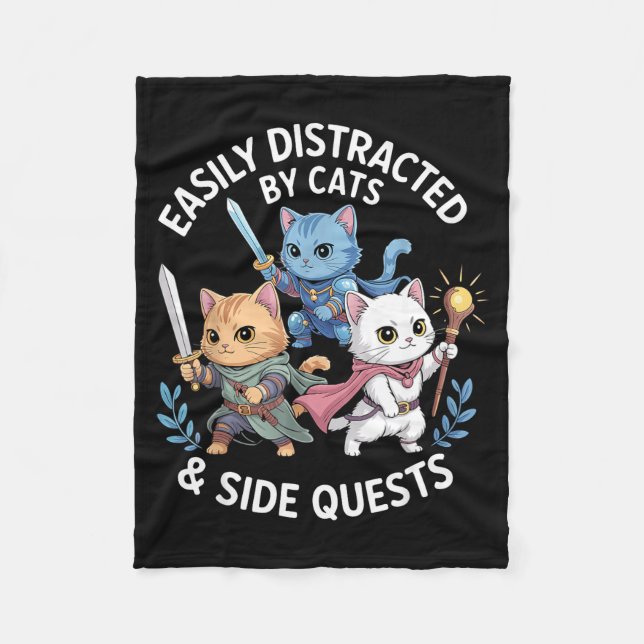 Couverture Polaire Facilement Distrait Par Les Chats Et Quêtes Second (Devant)