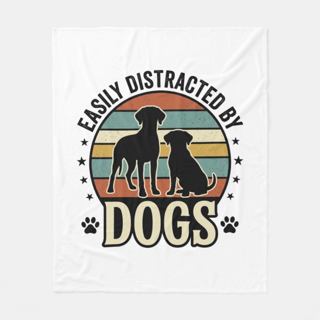 Couverture Polaire Facilement distrait par les chiens Design silhouet (Devant)