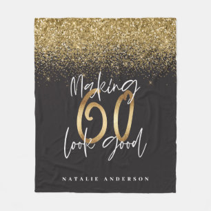 Couverture Polaire faire 60 look bonne parties scintillant d'or noir