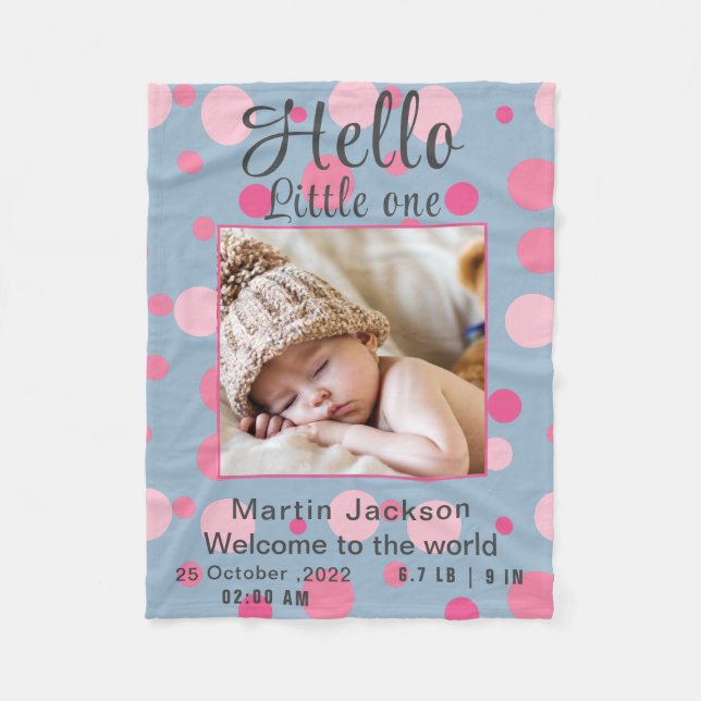 Couverture Polaire Faire-part de naissance photo moderne Blue Baby Bo (Devant)