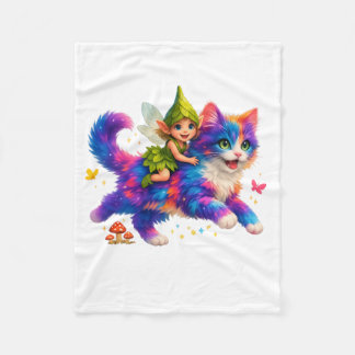 Couverture Polaire Fairy Riding Colorful Cat T-Shirt – Cute FaT-shirt