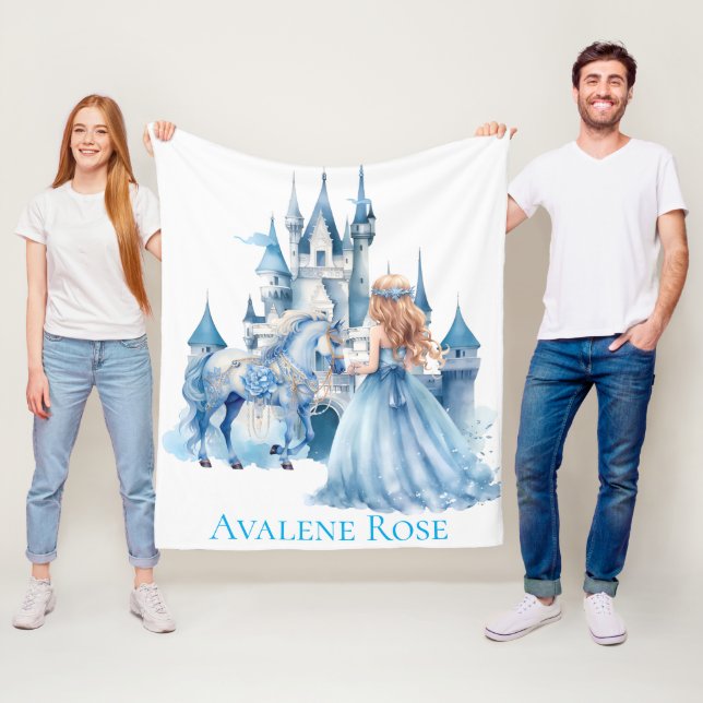 Couverture Polaire Fairy Tale Princess Castle Girl Anniversaire Cadea (En situation)