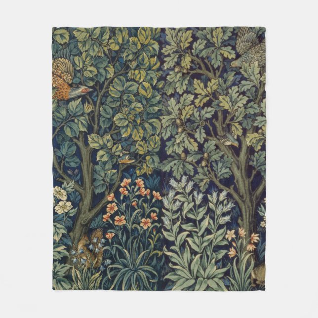 Couverture Polaire Faisan d'arbre boisé William Morris (Devant)