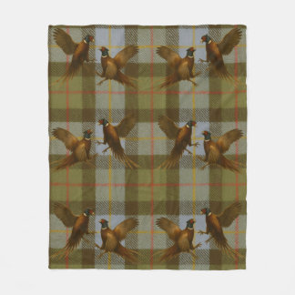 Couverture Polaire Faisans combattants sur fond tweed / tartan