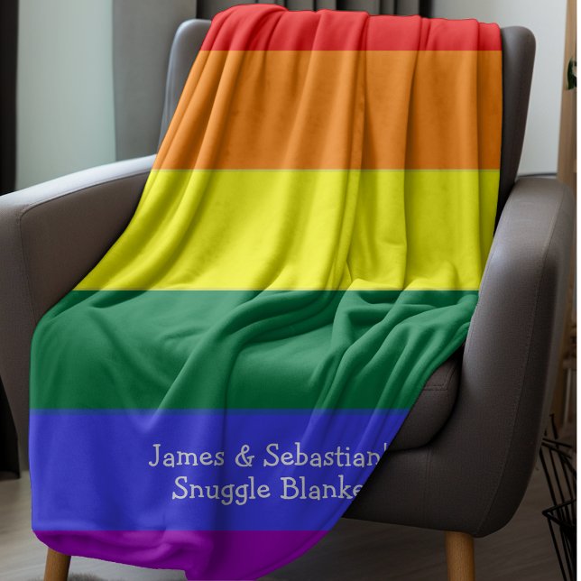 Couverture Polaire Faites votre propre indicateur Gay pride personnal (Personalized colorful LGBT Gay Pride rainbow pride blanket from Ricaso. cosy throw for couples)