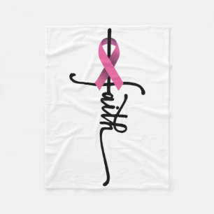 Couverture Polaire Faith Cross Guerrier Survivant Pink Ribbon Breast